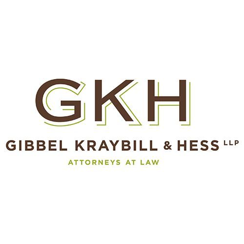 Logo for law firm Gibbel Kraybill & Hess LLP: brown initials GKH above text, with olive green accents.