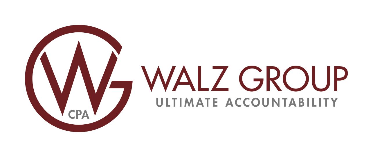 Logo for Walz Group, CPA, featuring a stylized W inside a circle, with text 