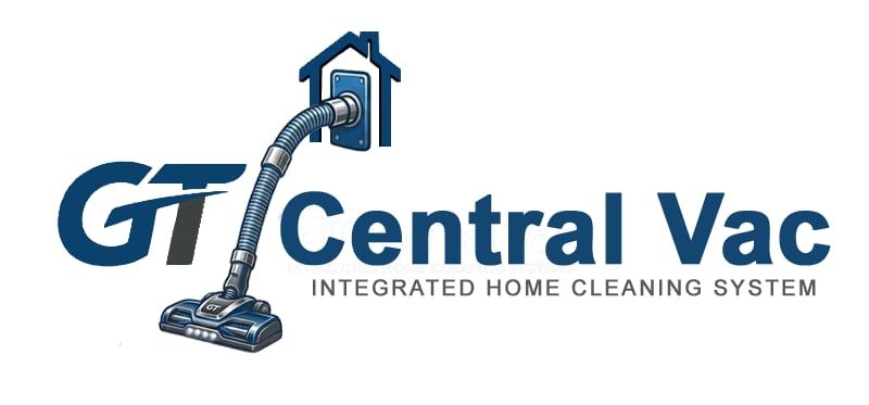 GT Central Vac logo with blue vacuum hose and house icon, “Integrated Home Cleaning System” text