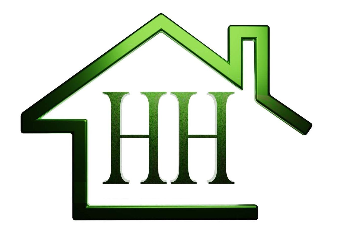 Green house outline with three "H"s inside.