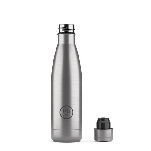 Garrafa térmica metallic silver da Cool Bottles sem tampa