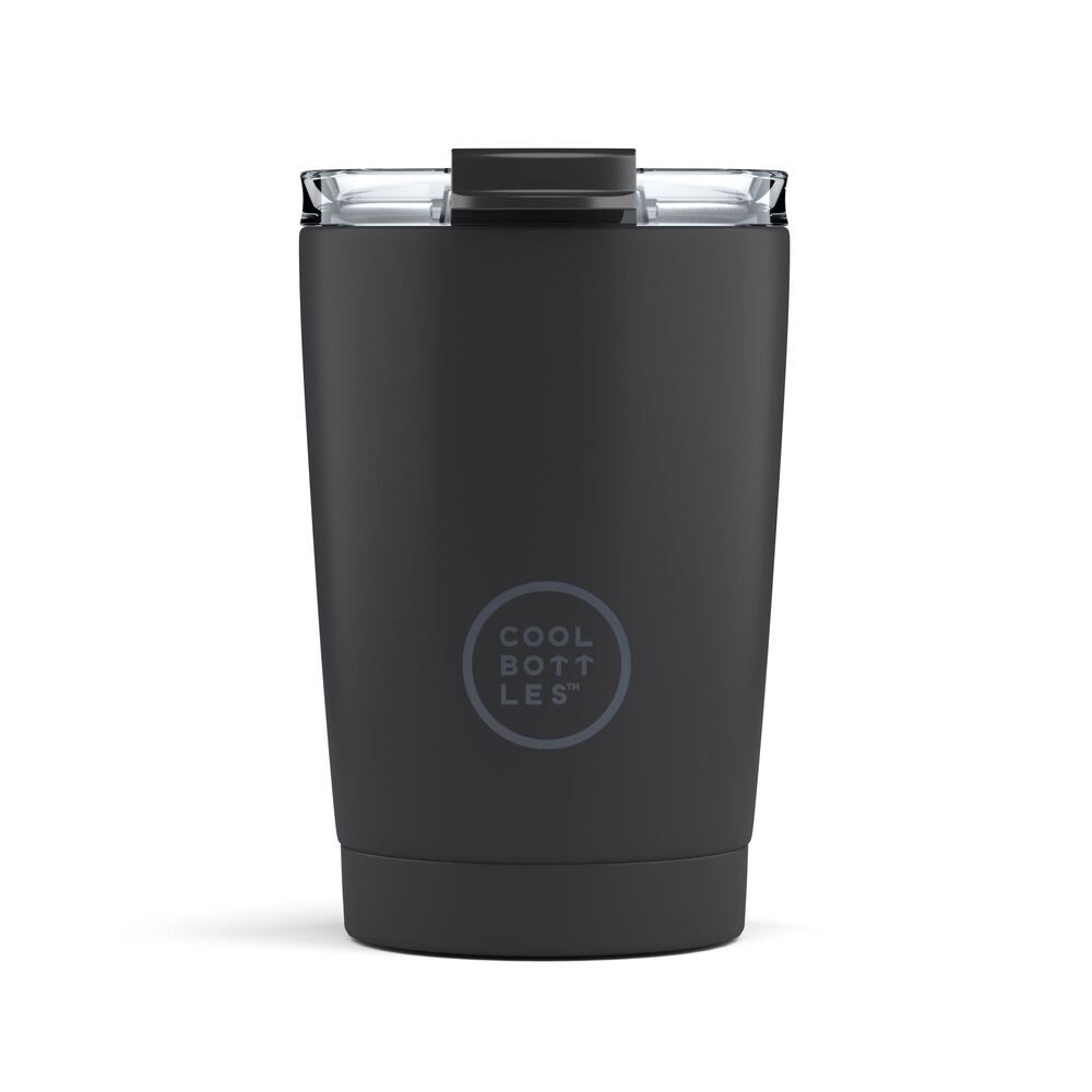 Copo térmico preto da Cool Bottles em fundo branco