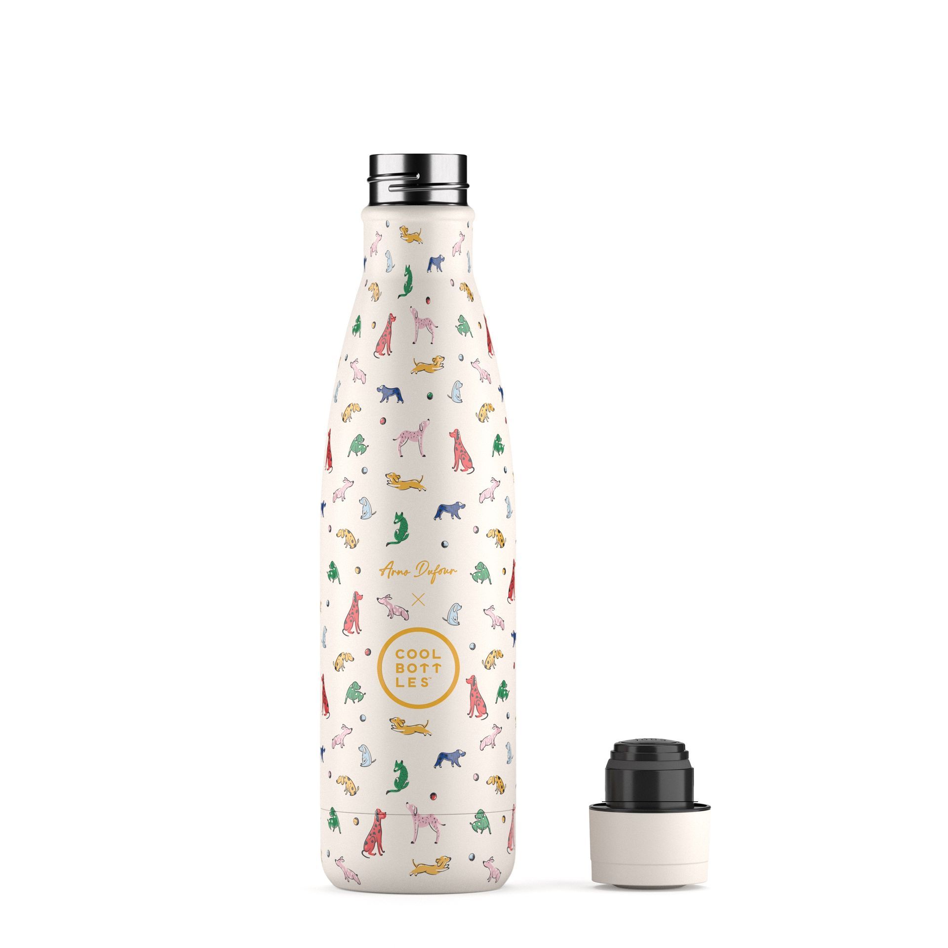 Garrafa térmica com cães da Cool Bottles sem tampa