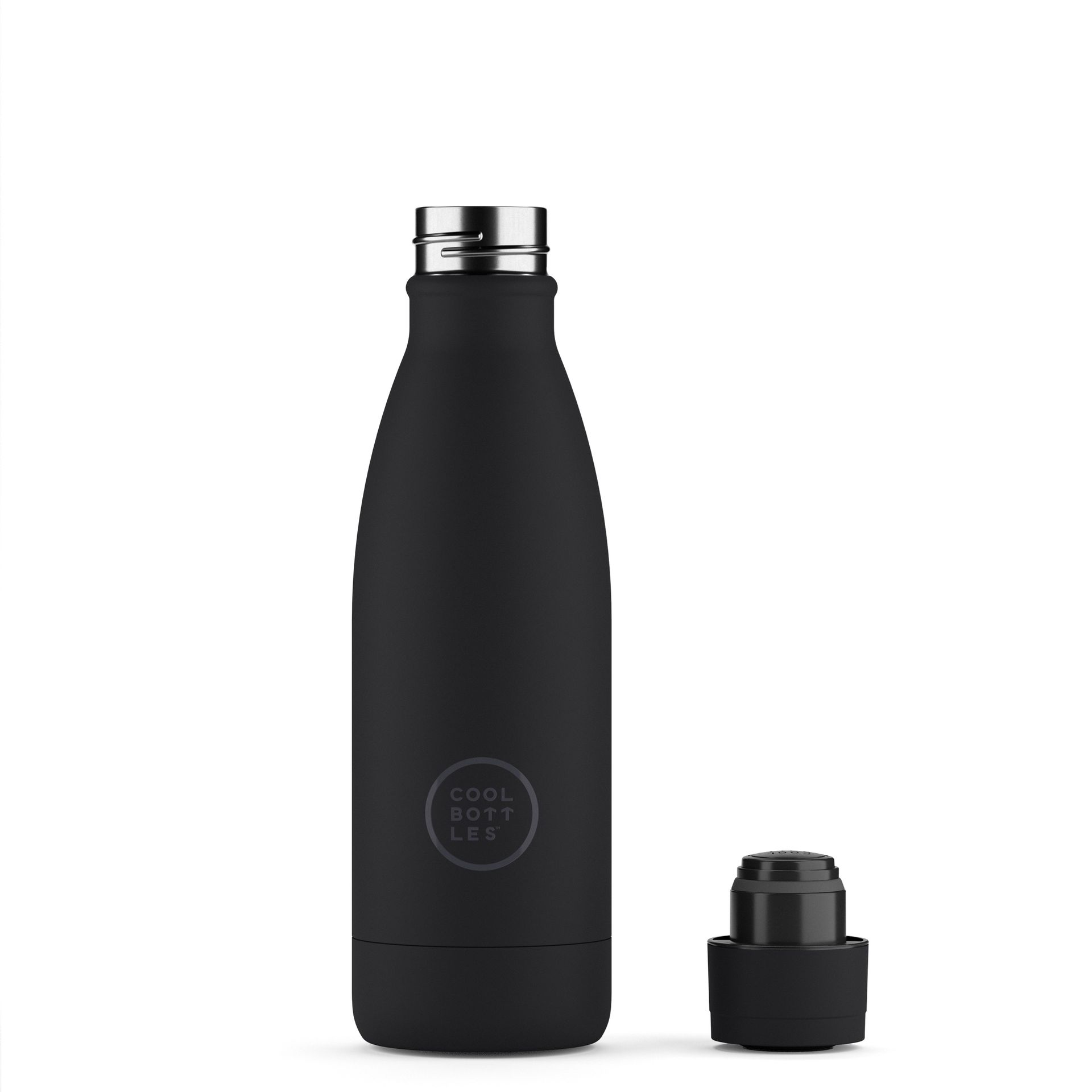 Garrafa térmica preta da Cool Bottles sem tampa