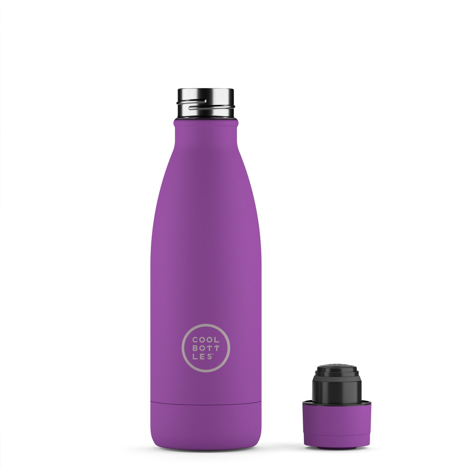 Garrafa térmica roxa da Cool Bottles sem tampa