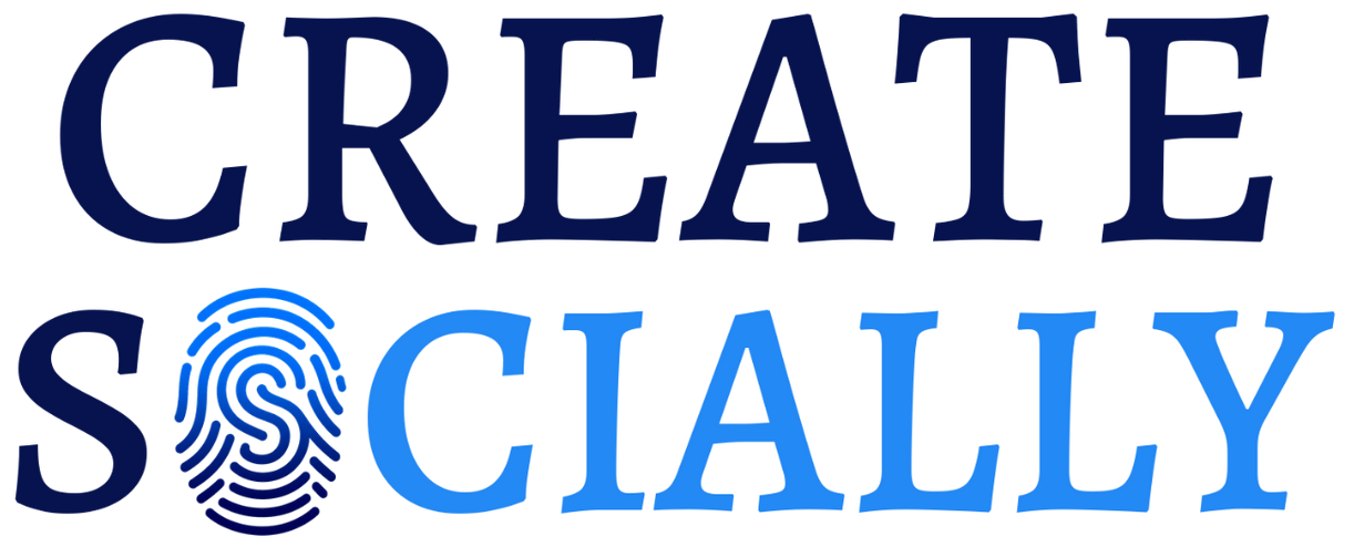 The word create is written in blue letters on a white background.