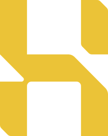 Yellow and white geometric Hanover Linemarking icon logo with rounded edges.