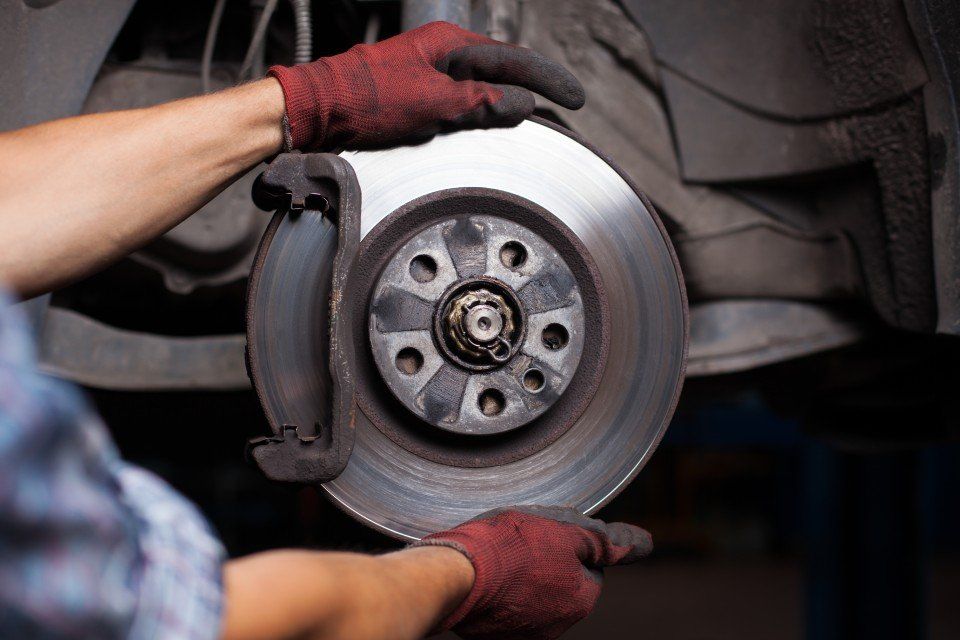 car brake repair in garage