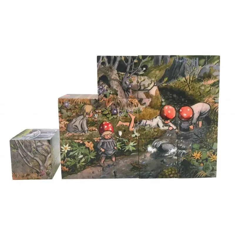Elsa Beskow, houten kubus/blokken puzzle