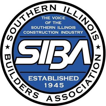 Circular blue-and-white SIBA logo for Southern Illinois Builders Association, established 1945