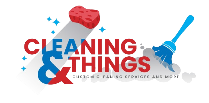 A logo for Cleaning & Things shows a broom and a sponge