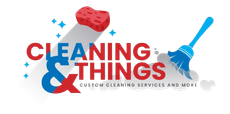 A logo for Cleaning & Things shows a broom and a sponge