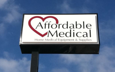 A sign reading 