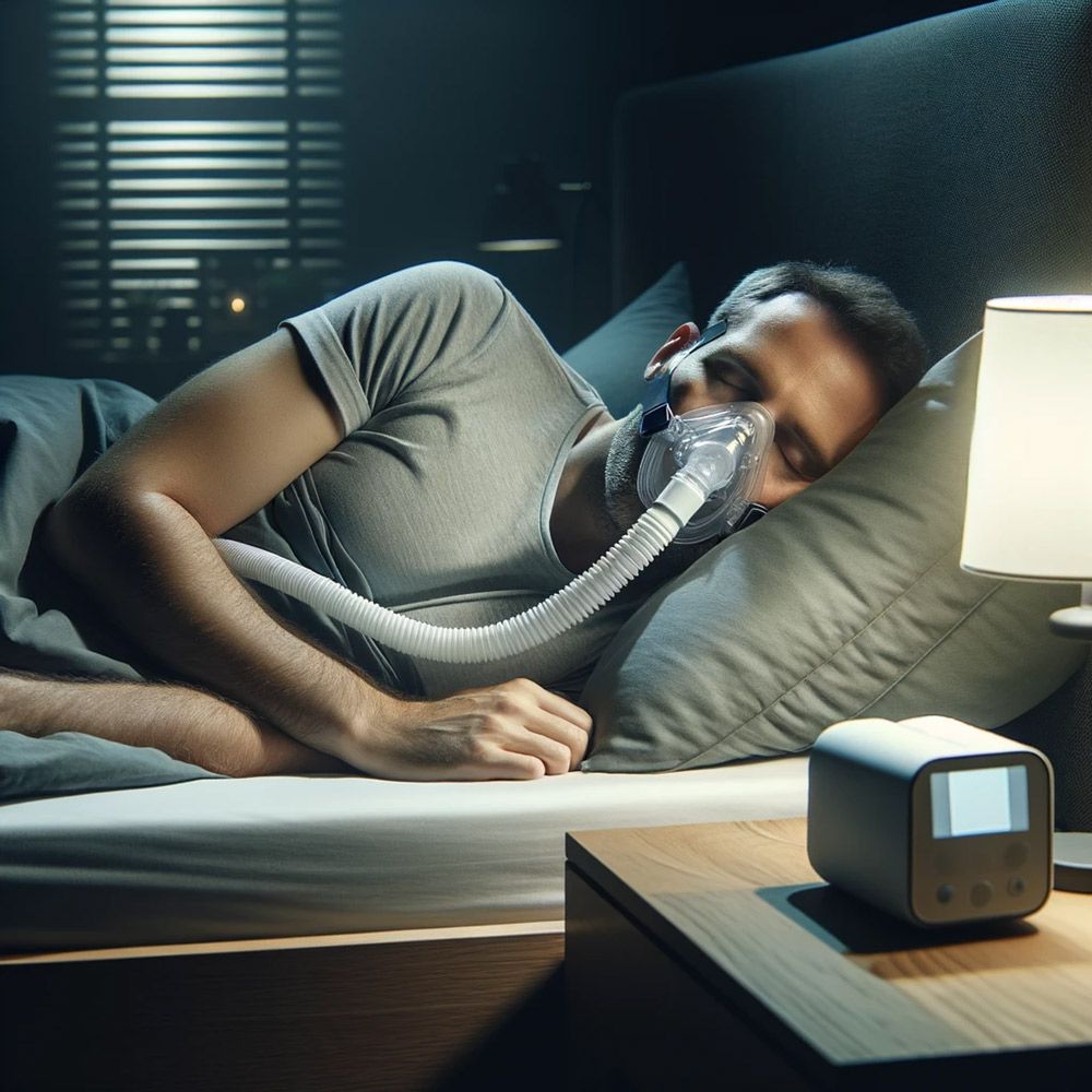 Man sleeping in bed with CPAP machine in Meridian, ID