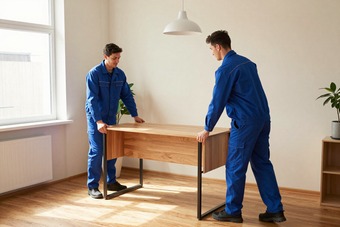 Movers relocating office furniture