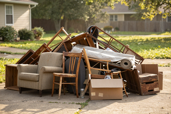 Junk removal pile cleared from a home