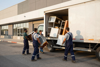 Workers hauling junk from a property