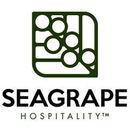 The logo for sea grape hospitality shows a bunch of grapes in a square.