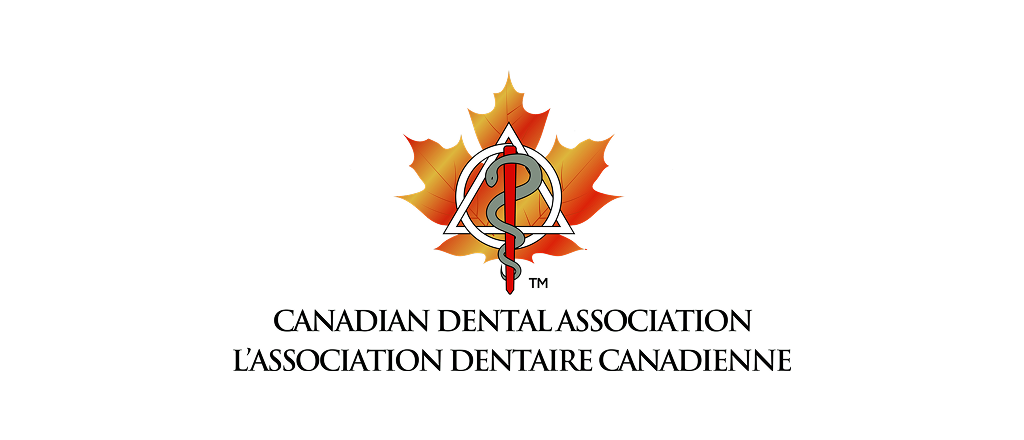 Canadian Dental Association logo with maple leaf and caduceus in red and gold over bilingual text