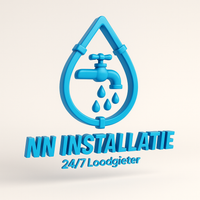 Een logo voor nn installatie met een druppel water en een kraan