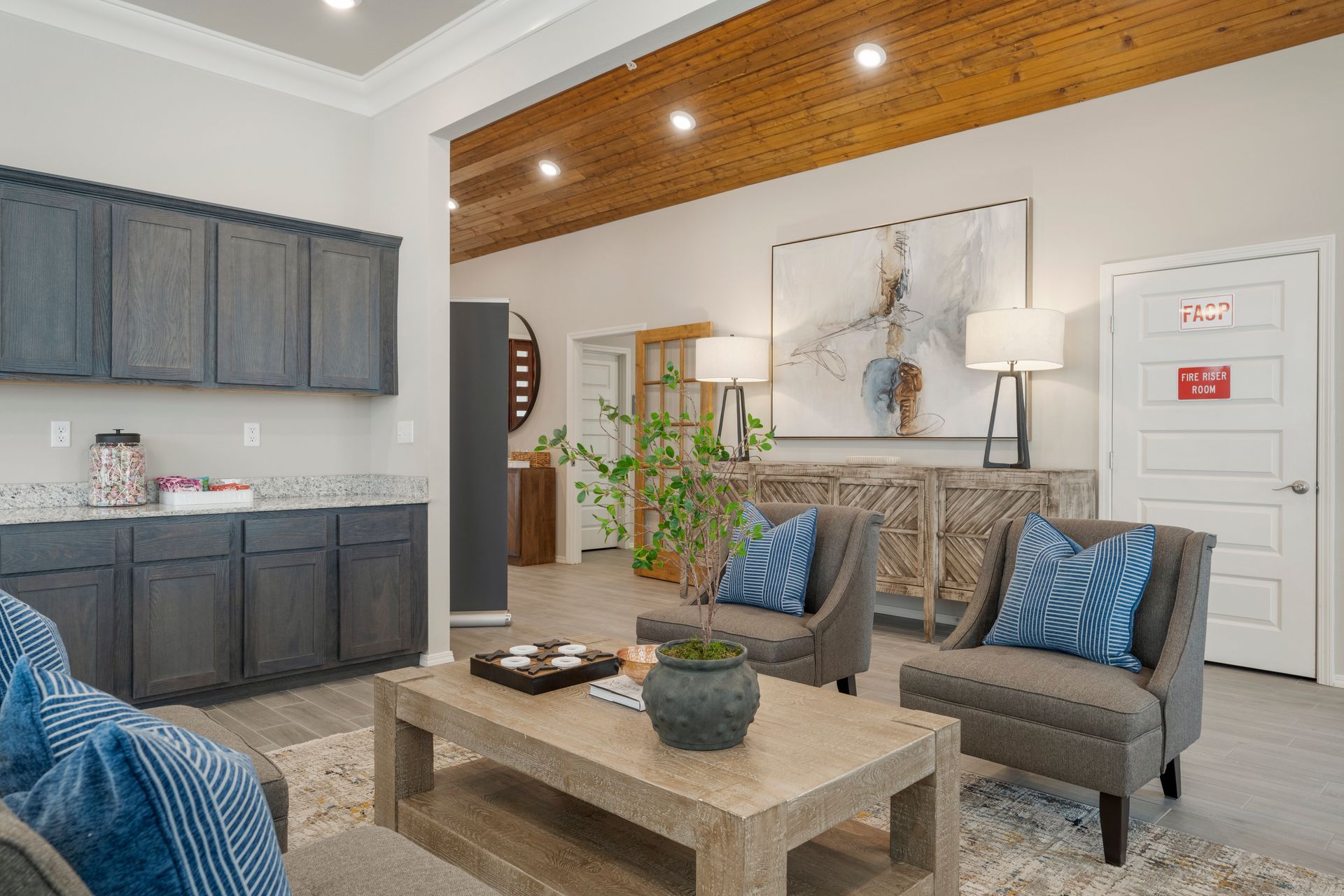 The Reserve at Springdale- Living room with sofa and coffee table
