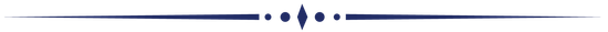 Decorative blue ornamental divider with dots and lines on a white background