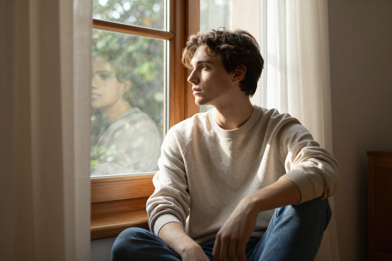 A person sitting quietly, reflecting
