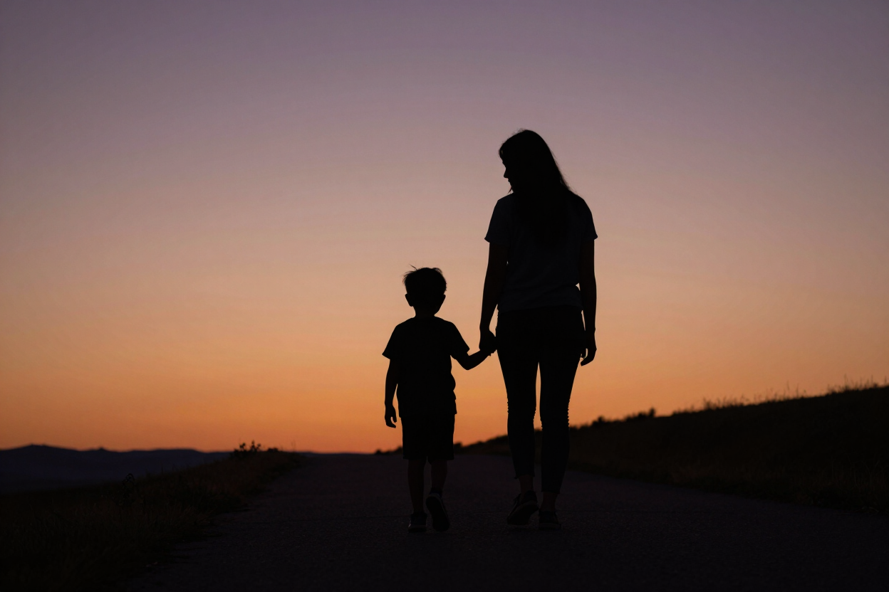 A protective moment between a child and an adult