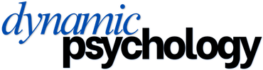 Dynamic Psychology logo in blue and black text on a white background