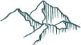 a drawing of a mountain range on a white background .