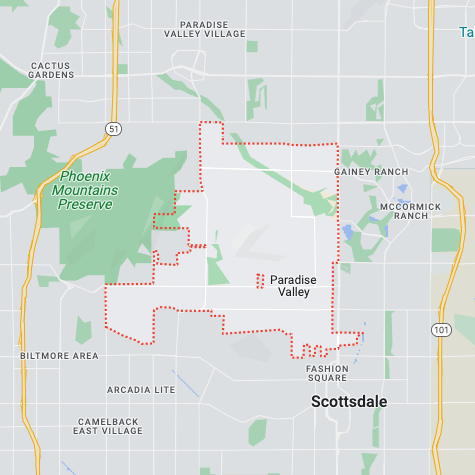 Map of Listings in Paradise Valley AZ - Location Boundary