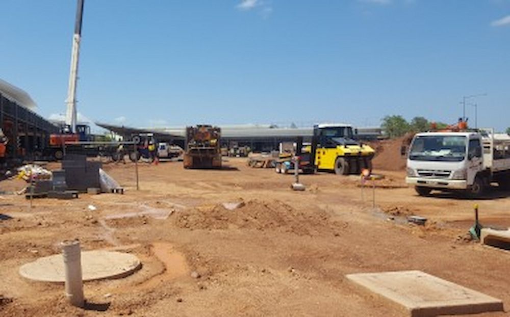A Truck is Being Park on The Construction Site — Diggamen Civil Contracting in Tivendale, NT