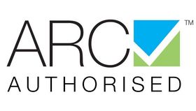 ARC AUTHORISED logo: black text with blue and green checkmark.