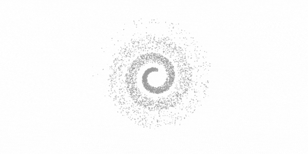Gray spiral of dust particles on a white background.