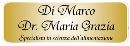 Golden logo reading “Di Marco Dr. Maria Grazia” with subtitle “Specialista in scienza dell’alimentazione”