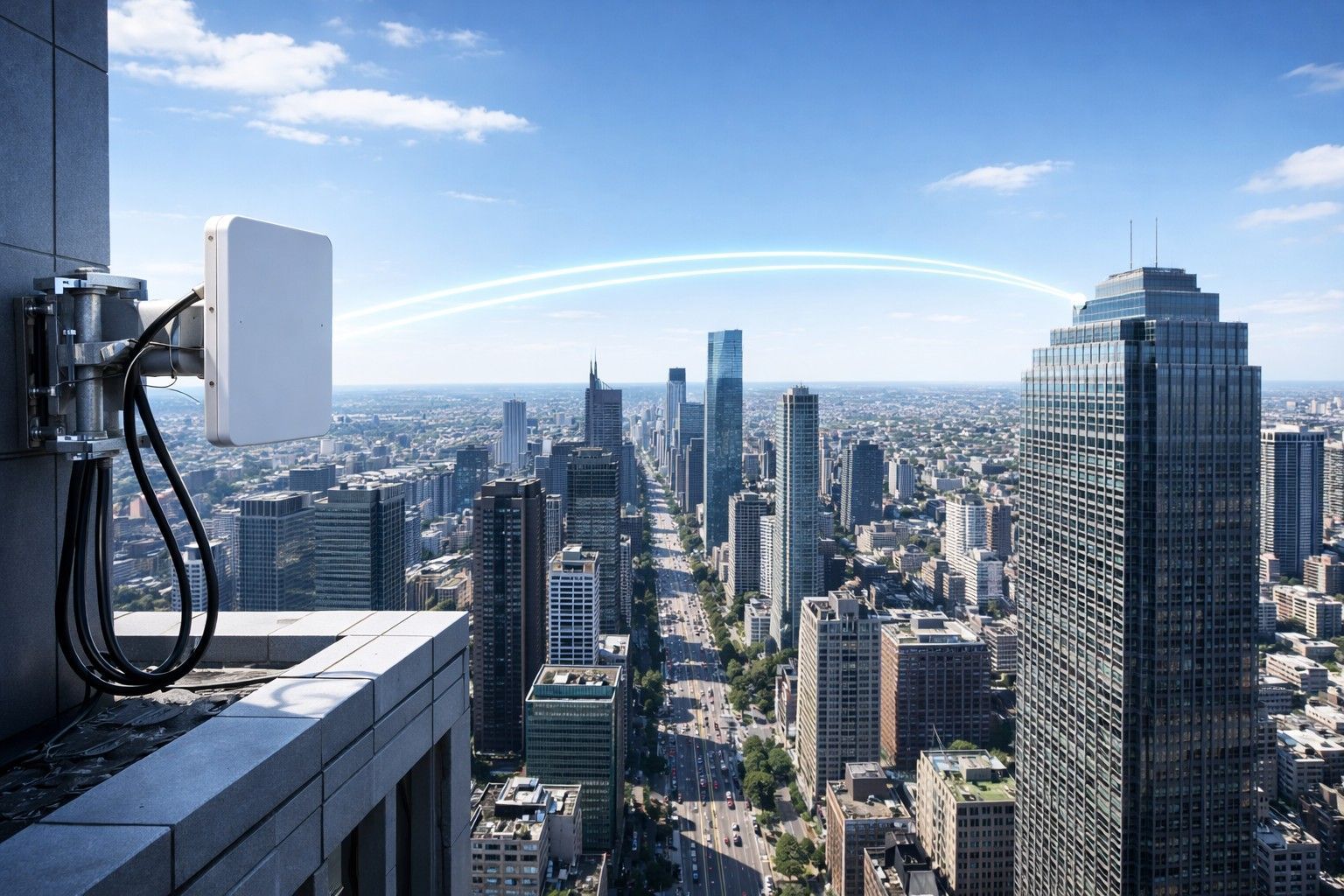 Roof top IP wireless link for CCTV systems