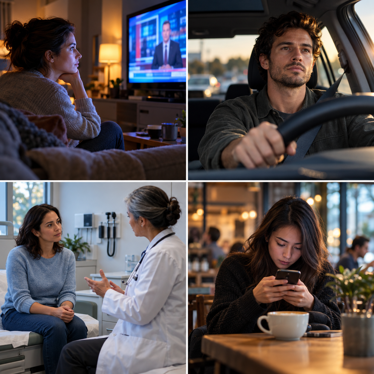 Four everyday examples of focused attention and absorption, including watching television, driving,