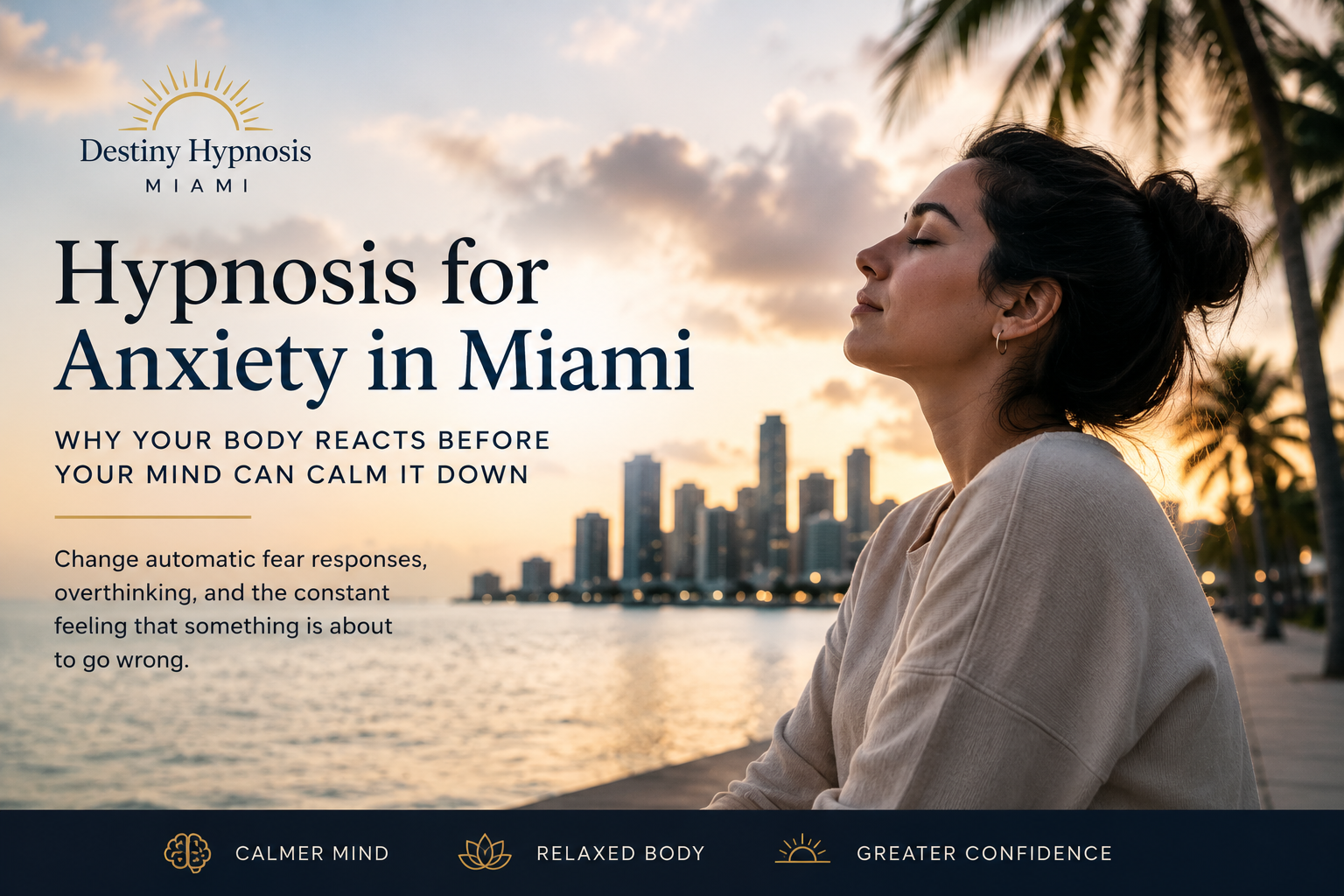 Woman relaxing by the Miami waterfront