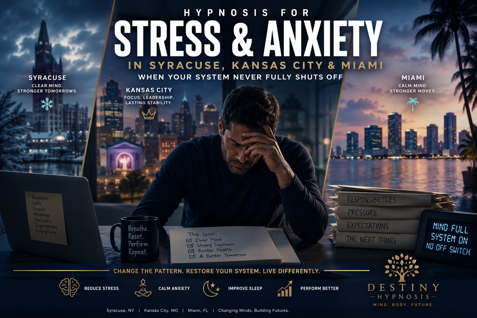 Thoughtful adult experiencing stress and anxiety in a city setting.