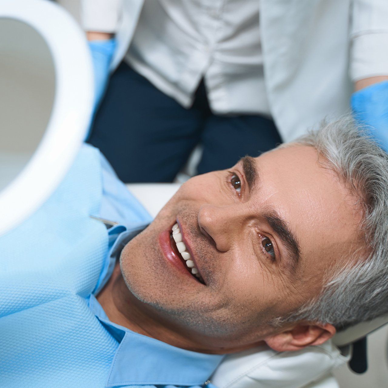 Middle Aged Man Happy With His New Dental Implant — Frankfort, IL — Brookside Dental Care Middle Aged Man Happy With His New Dental Implant — Frankfort, IL — Brookside Dental Care