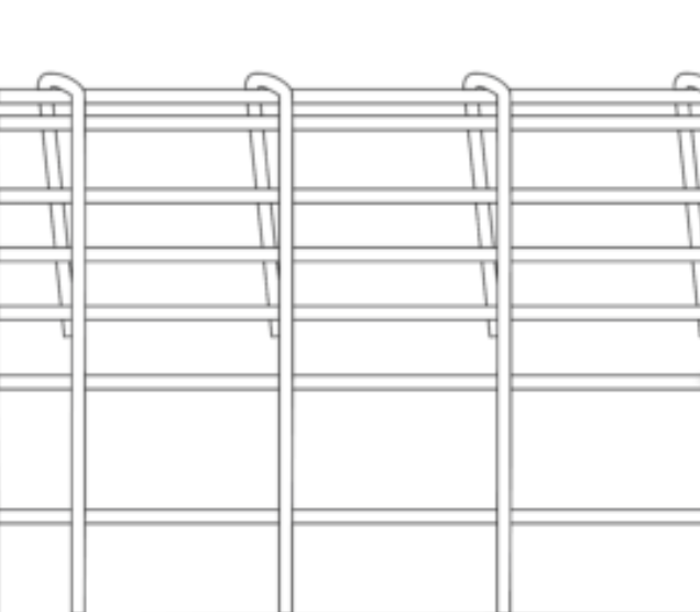 A black and white drawing of a wire fence on a white background.