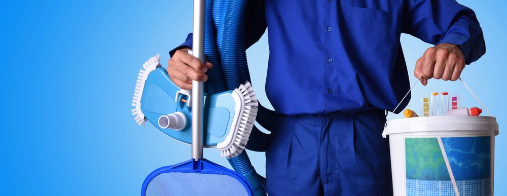 Guy In Uniform With Pool Supplies — Water Equipment Service in Salamander Bay, NSW