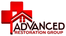 Red cross and house logo for Advanced Restoration Group.