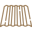Brown line icon of stacked books or files with a white background