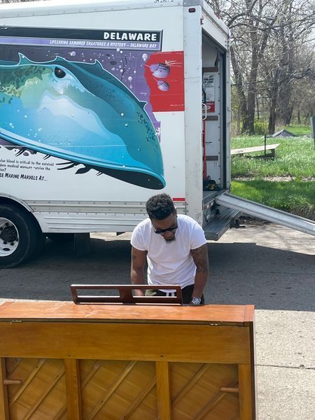 Moving appliances in truck