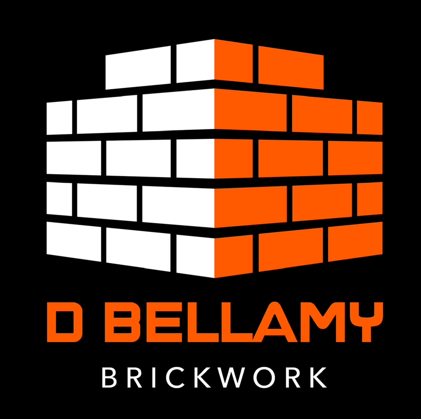 Logo with a brick wall design split into white and orange, text "D Bellamy Brickwork".