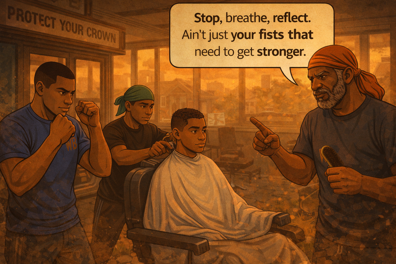 Story panel emphasizing reflection, growth, and crown awareness