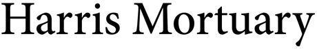 The text "Harris Mortuary" in a formal, black serif font.