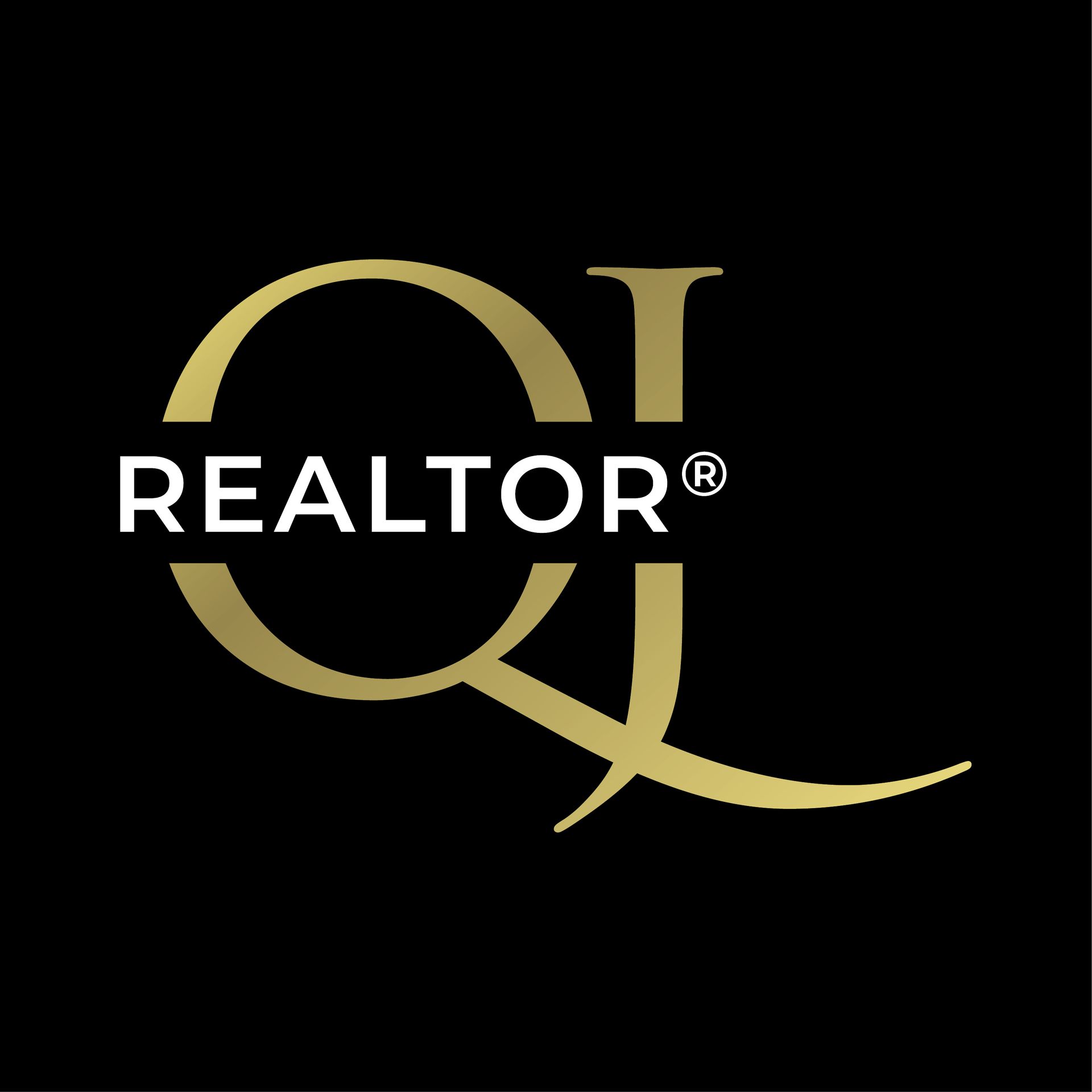 Gold REALTOR logo on a black background with stylized QL letters