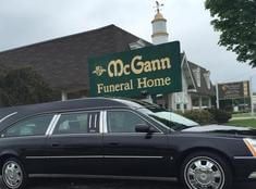 Hearse in front of McGamm Funeral Home